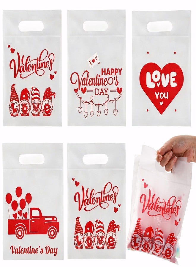 BOEIAC Valentines Cellophane Gift Bags, 40 PCS Valentines Treat Bags, Plastic Valentine Candy Cookies Snacks Goodies Sealing Bag with Handles for Valentine's Day Kids Party Favor Supplies Classroom Exchange - Image 1